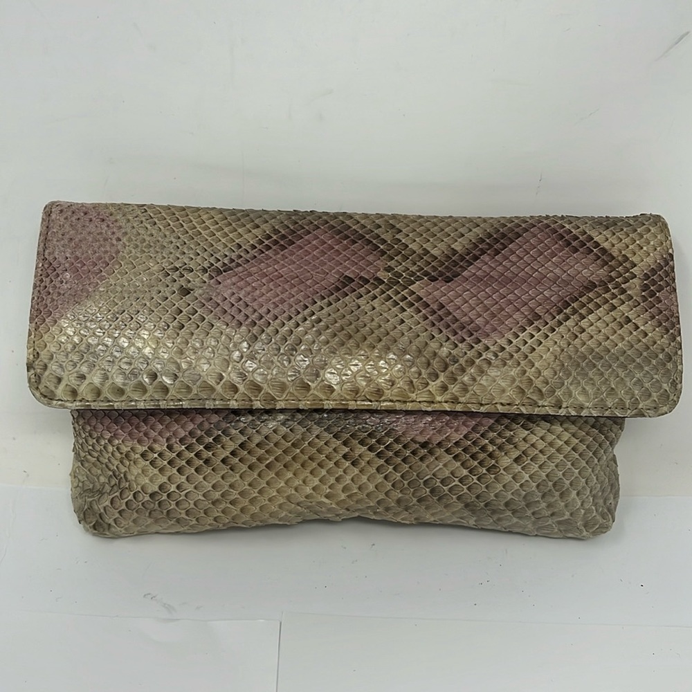 Marigold Snakeskin Flap Snap Clutch Bag